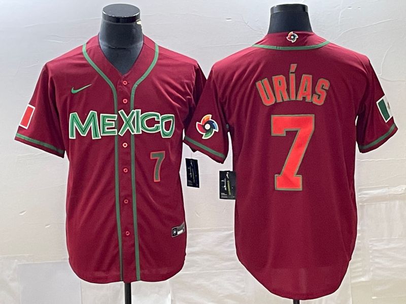 Men 2023 World Cub Mexico #7 Urias Red orange Nike MLB Jersey9